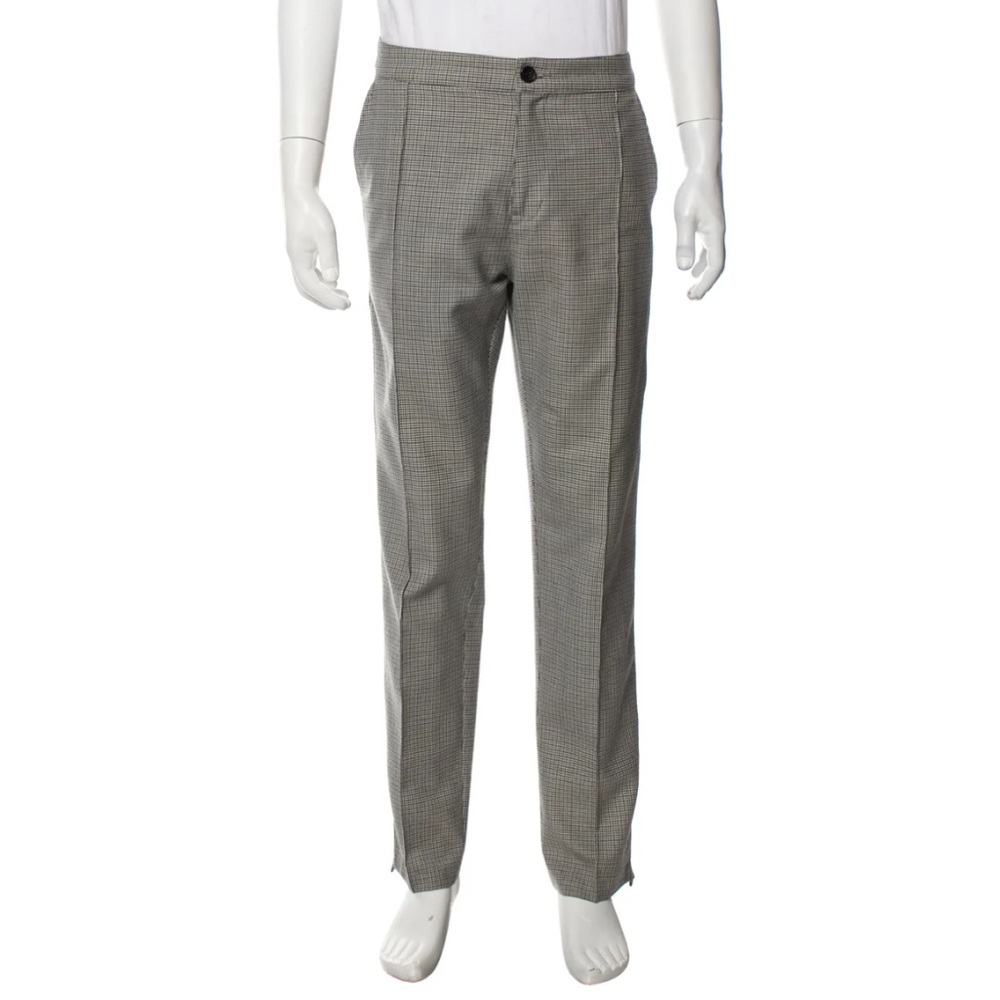 Ovadia & Sons Wool Pants - black and white plaid print, 32waist